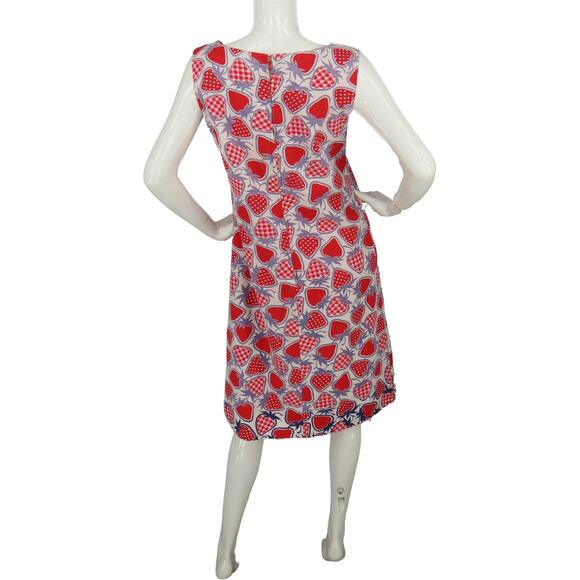 70s Vintage Reversible Polka Dot Strawberry All Over Print Dress S SMALL - Picture 5 of 16